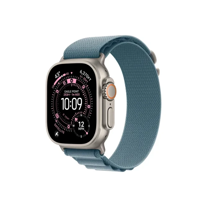 Apple Watch Ultra 3 49 мм, корпус из натурального титана, ремешок Alpine нежно-голубого цвета