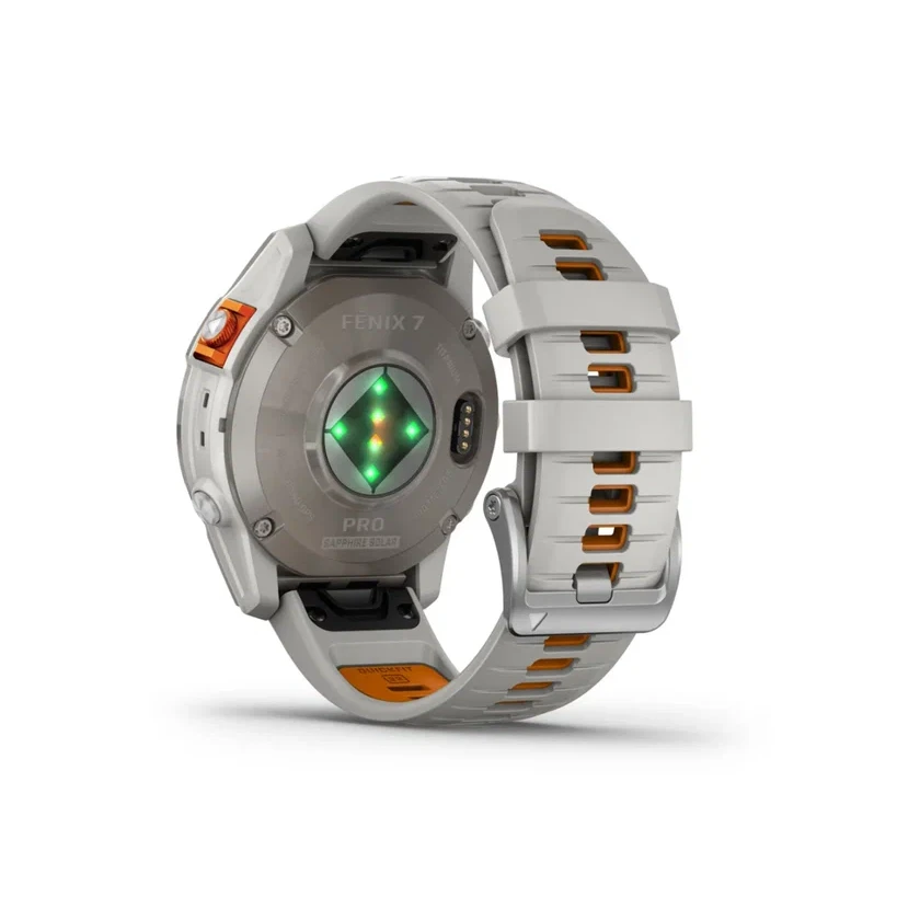 Умные часы Garmin Fenix 7 Pro Sapphire Solar Edition серый с серым/оранжевым ремешком
